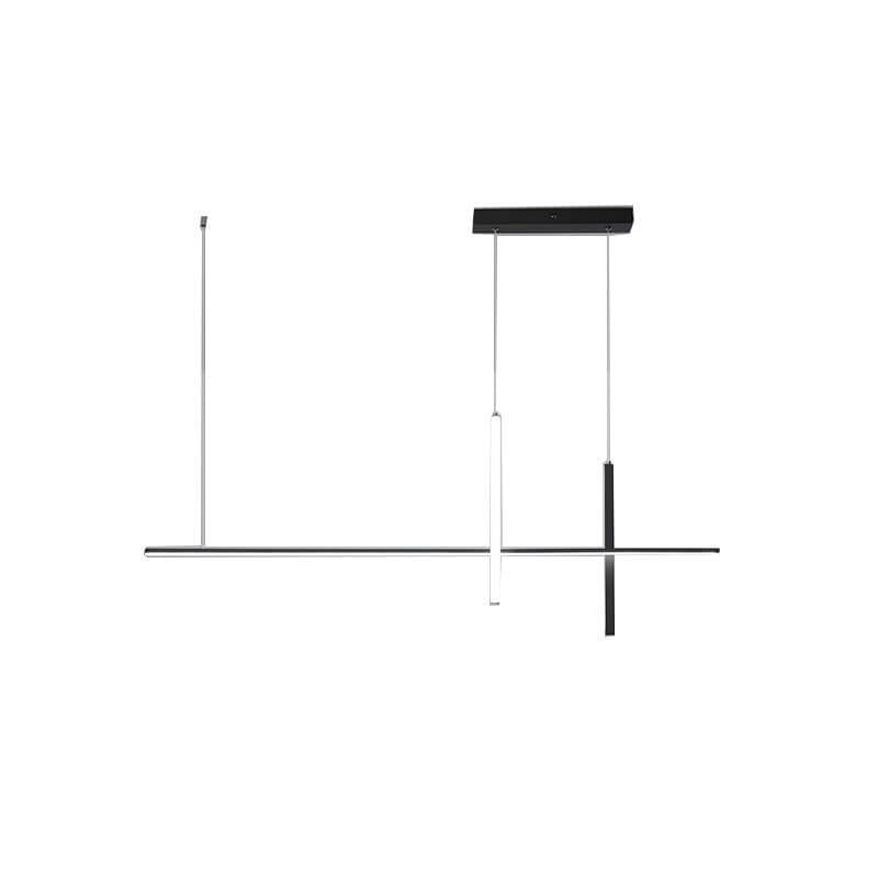 Stylish Black Modern Minimalist Long Line LED Chandelier for Dining Room