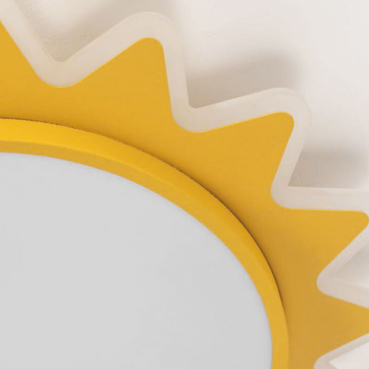 Playful Yellow Cartoon Sun LED Flush Mount Ceiling Light for Kids' Room