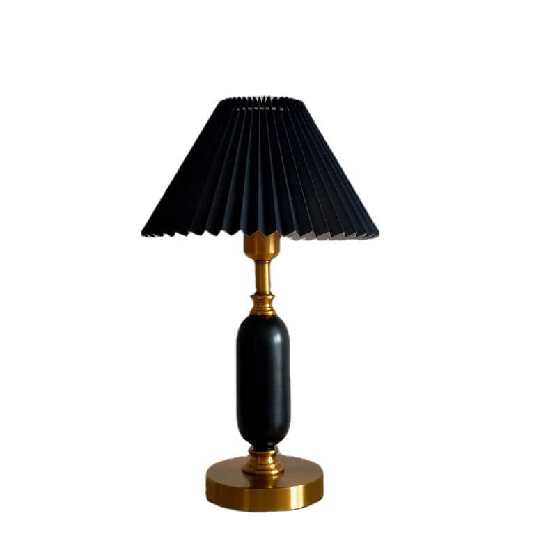 Classic French Fabric and PVC Pleated Table Lamp for Bedroom Décor