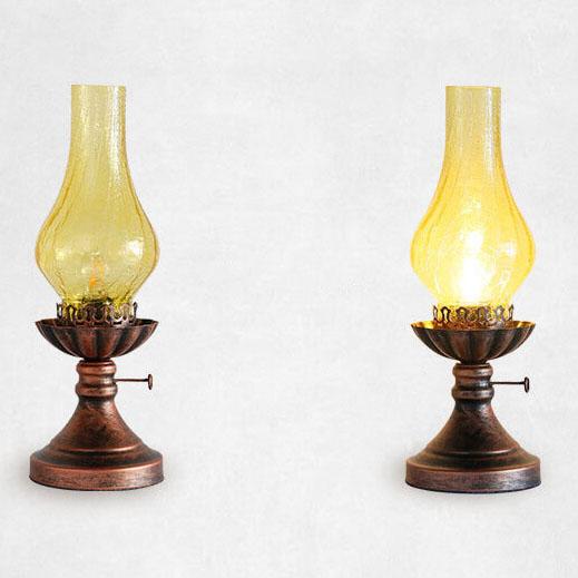 Antique Brass Kerosene Table Lamp - Vintage Light for Home Decor
