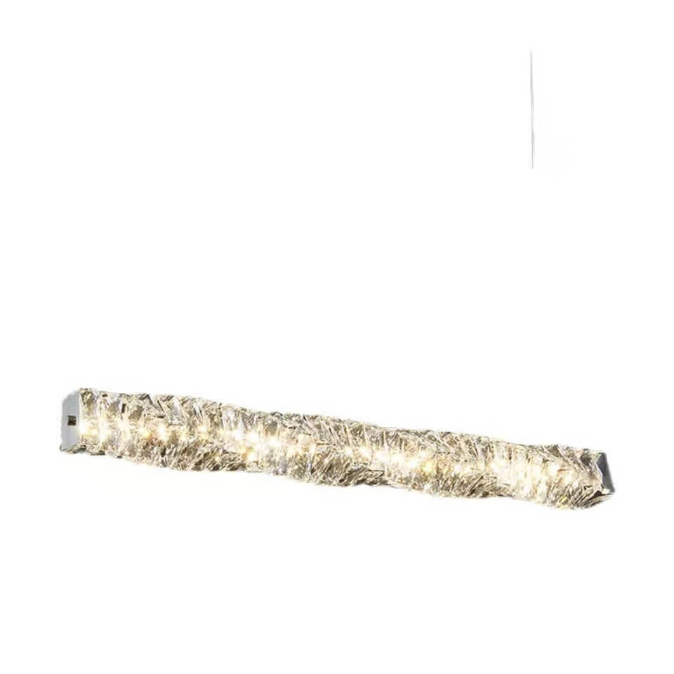 Sleek Silver Linear Crystal LED Chandelier Pendant for Dining Room Decor