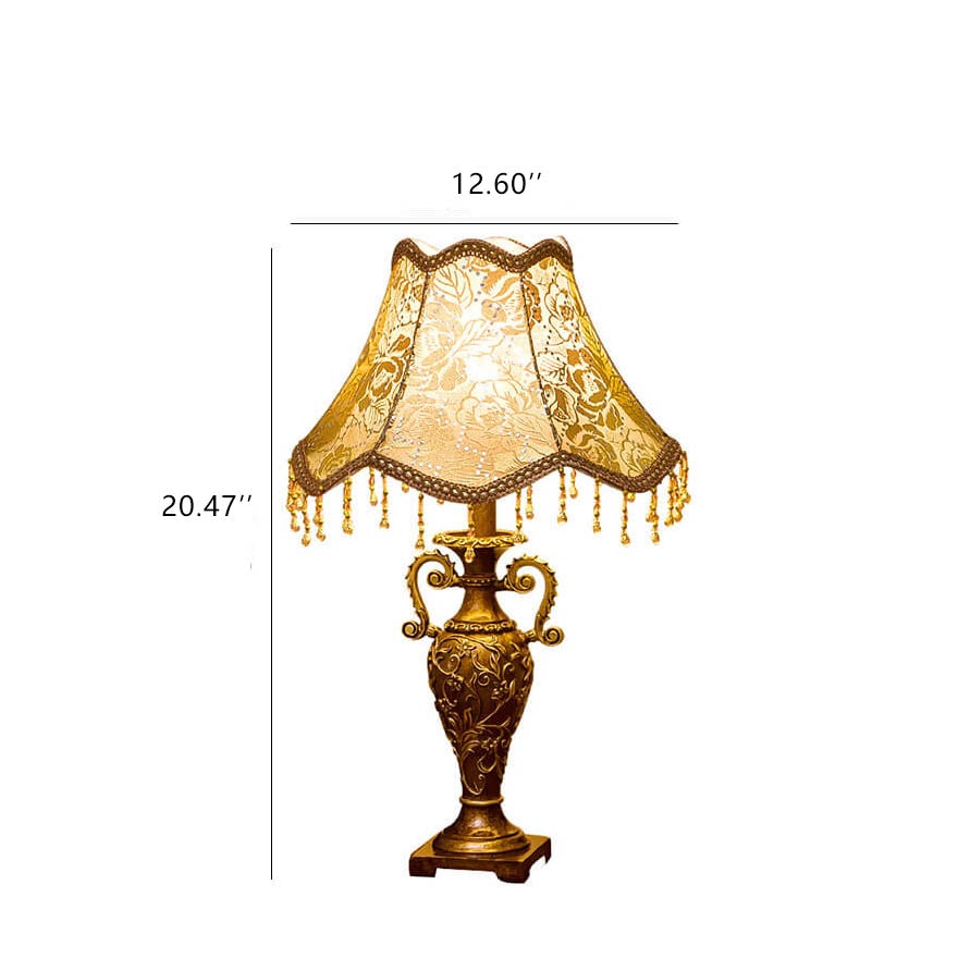 Antique European Vintage 1-Light Fabric Table Lamp for Cozy Living Room