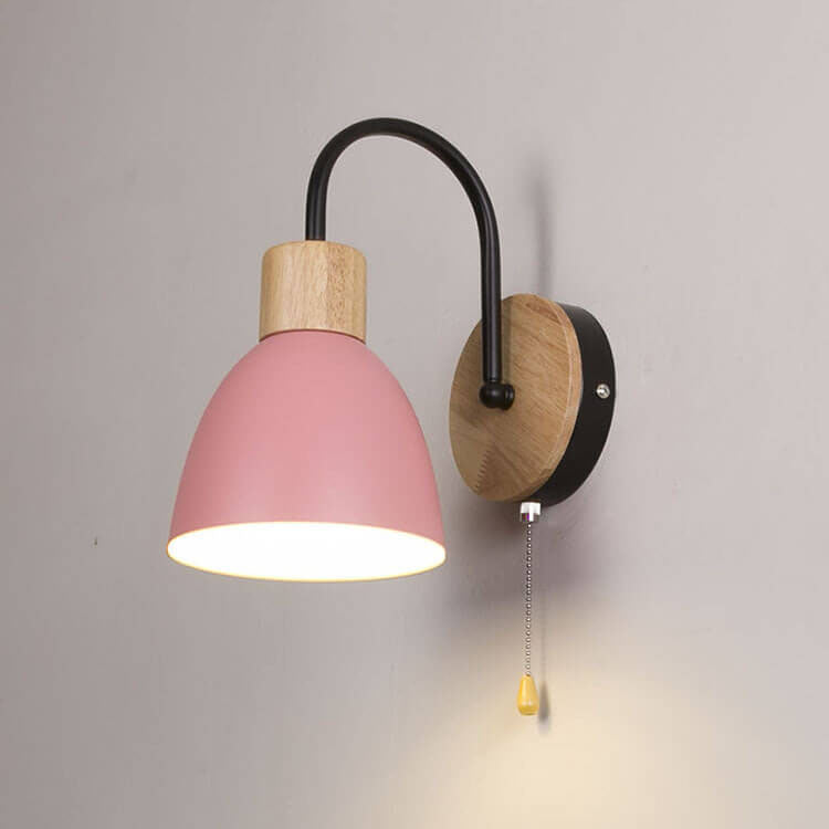 Elegant Nordic Style 1-Light Wall Sconce with Zipper Switch for Bedroom