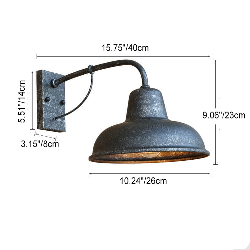 Antique-Style Waterproof Iron Outdoor Wall Sconce Lamp for Patio Garden