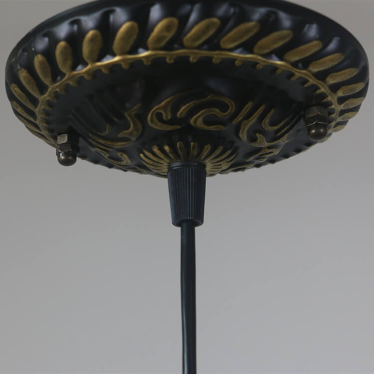 Antique Rose Stained Glass 1-Light Pendant Fixture for Dining Room