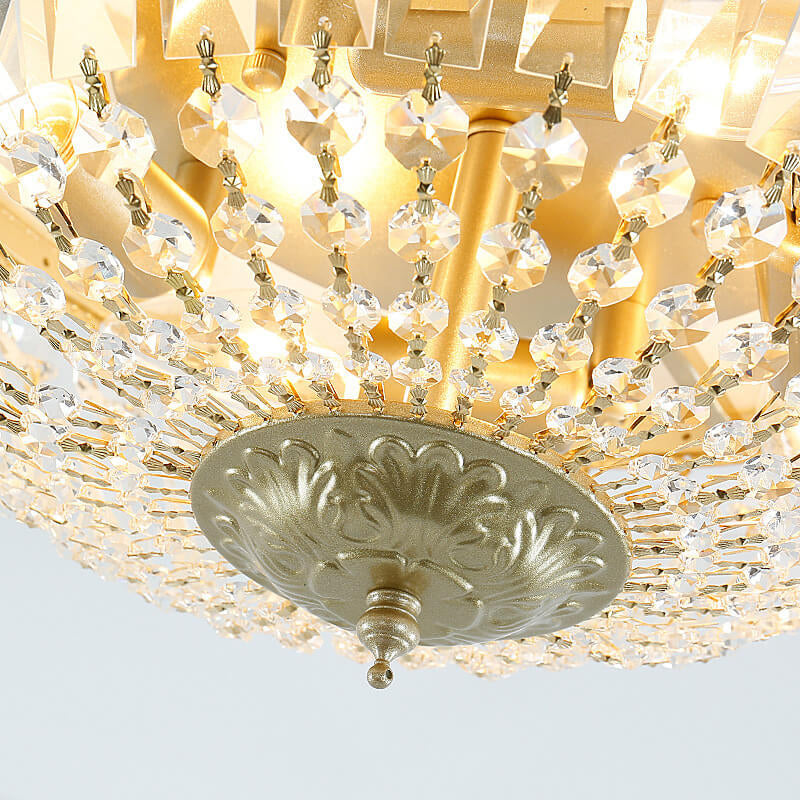Antique Round Crystal Flush Mount Ceiling Light for Elegant Living Rooms