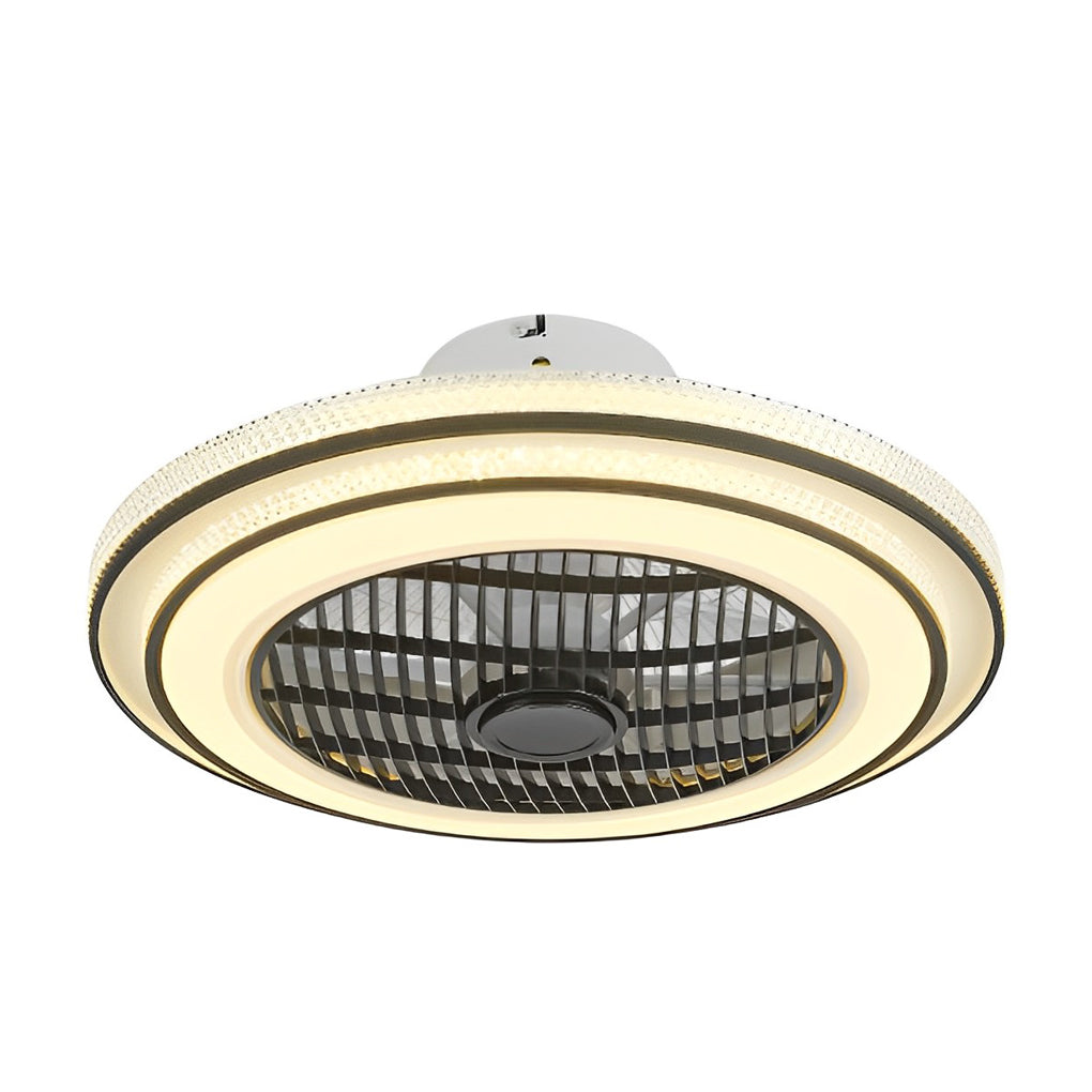 Smart Bladeless Ceiling Fan with LED Light - Modern White Design for Living Room