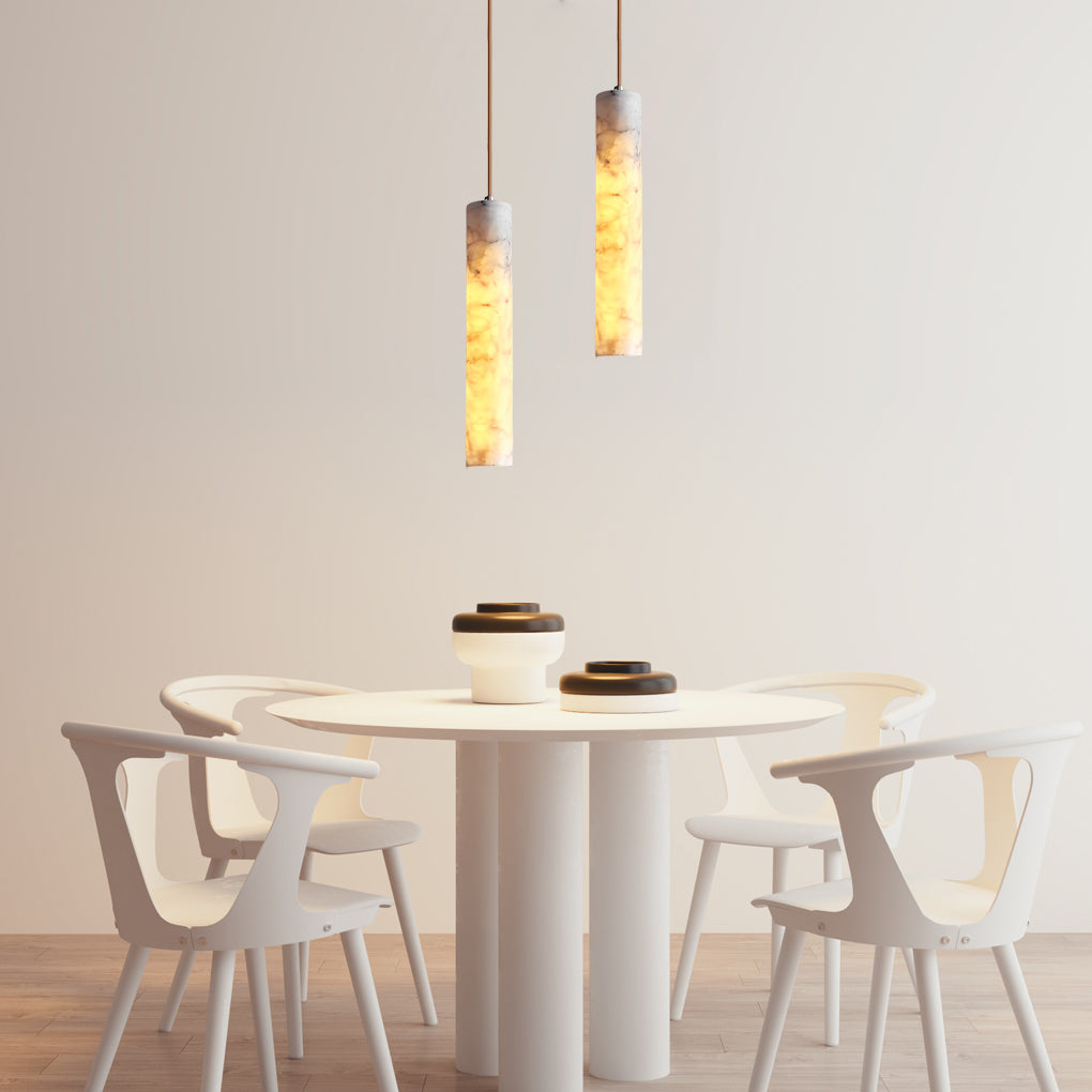 Elegant Elongated Marble Texture Pendant Chandelier for Modern Spaces