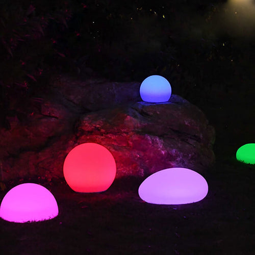 Bright White Solar-Powered Waterproof PE Spherical LED Lawn Lights