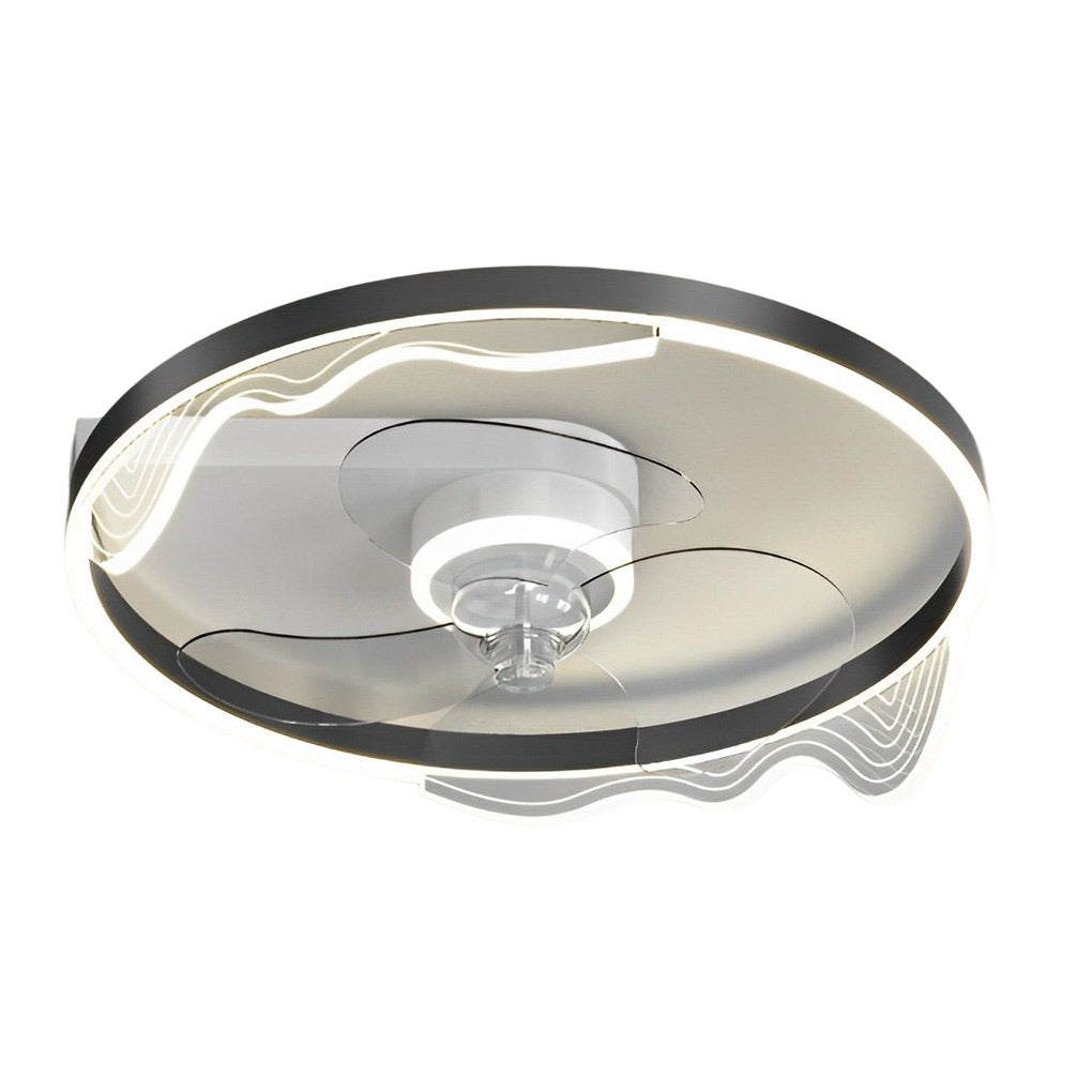 Modern White Bladeless LED Ceiling Fan with Mute Function for Living Room