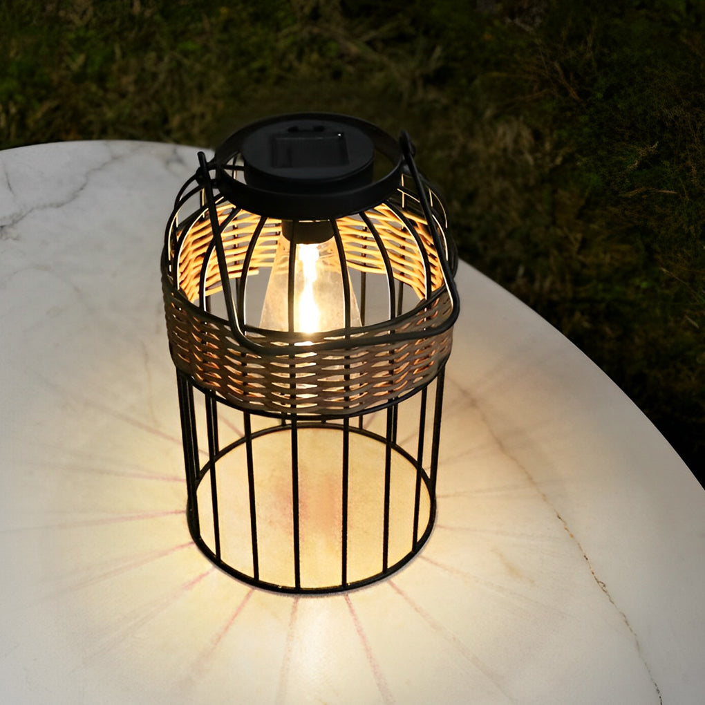 Waterproof Rattan Solar Lantern Night Light for Outdoor Garden Decor