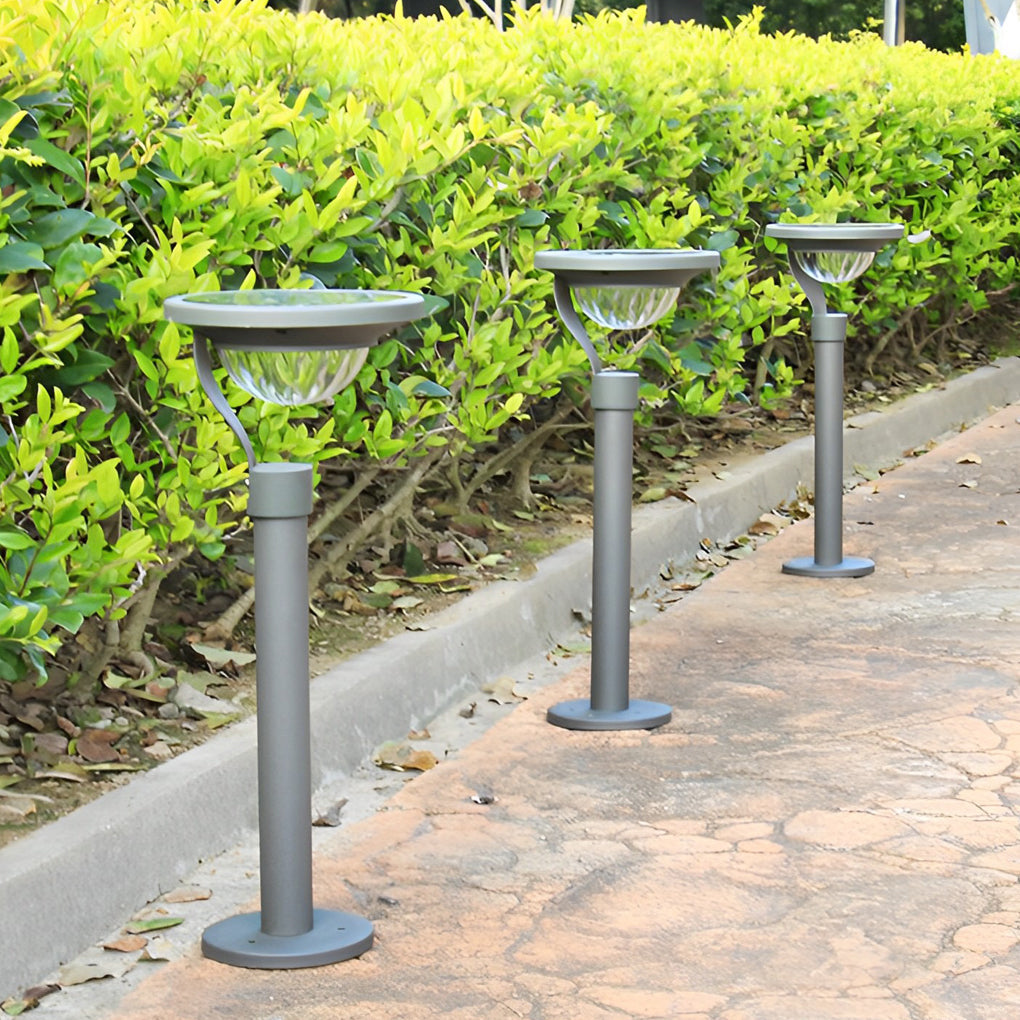 Contemporary Half-Sphere Solar LED Outdoor Lawn Light in Black Metal