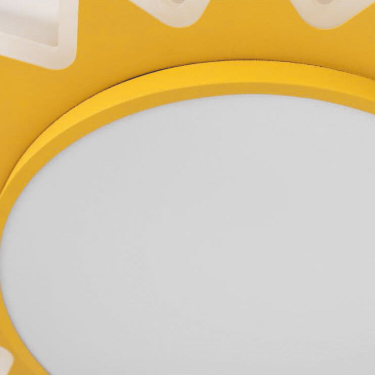 Playful Yellow Cartoon Sun LED Flush Mount Ceiling Light for Kids' Room