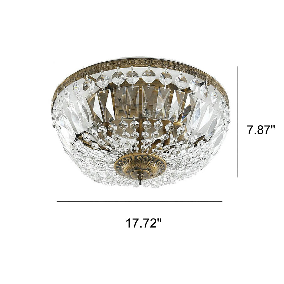 Antique Round Crystal Flush Mount Ceiling Light for Elegant Living Rooms
