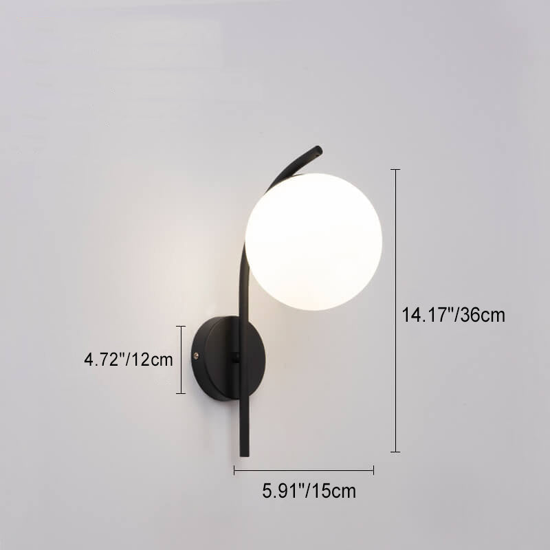 Nordic Arc Brass Glass Globe 1-Light Wall Sconce for Modern Interiors