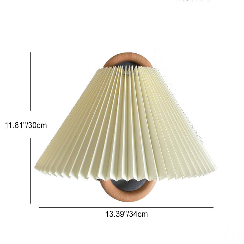 Contemporary Natural Wood Pleated Semi-Circle Wall Sconce for Living Room