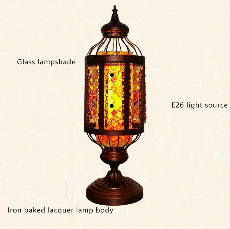 Colorful Vintage Turkish Stained Glass Table Lamp for Home Decor Accent