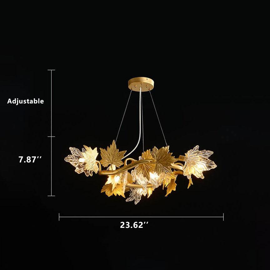 Modern Maple Leaf Glass Aluminum Chandelier for Dining Room Elegance