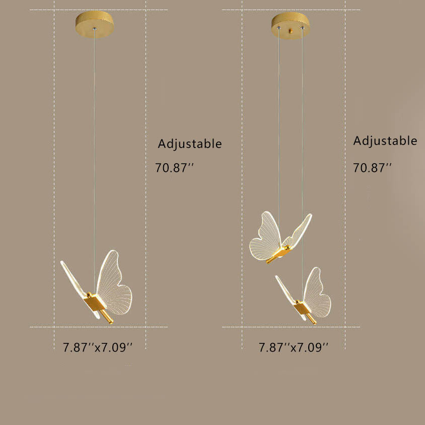 Sleek Clear Acrylic Butterfly LED Pendant Light for Modern Home Decor