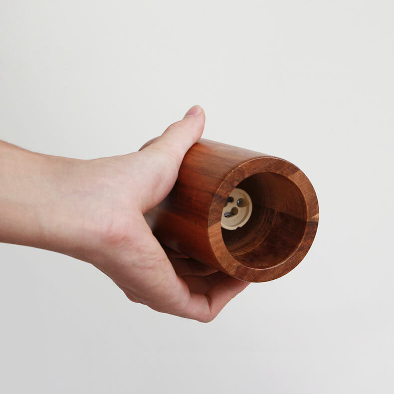 Natural Wood Small Cylindrical Pendant Light for Rustic Home Décor