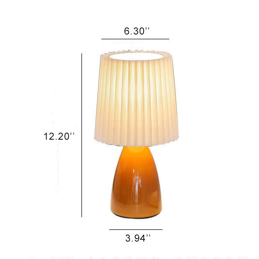 Nordic Vintage Glass Base Pleated Shade Table Lamp for Living Room
