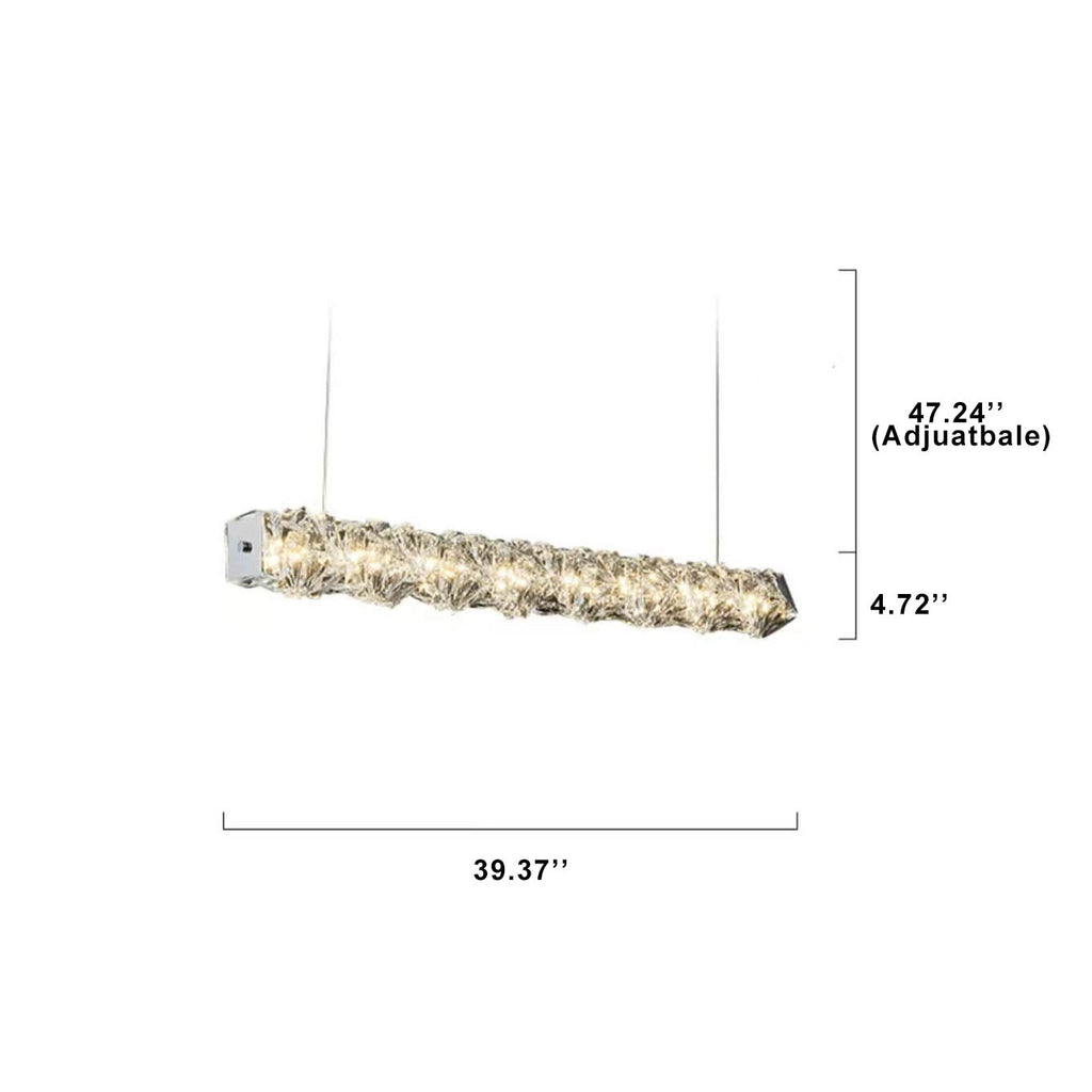 Sleek Silver Linear Crystal LED Chandelier Pendant for Dining Room Decor