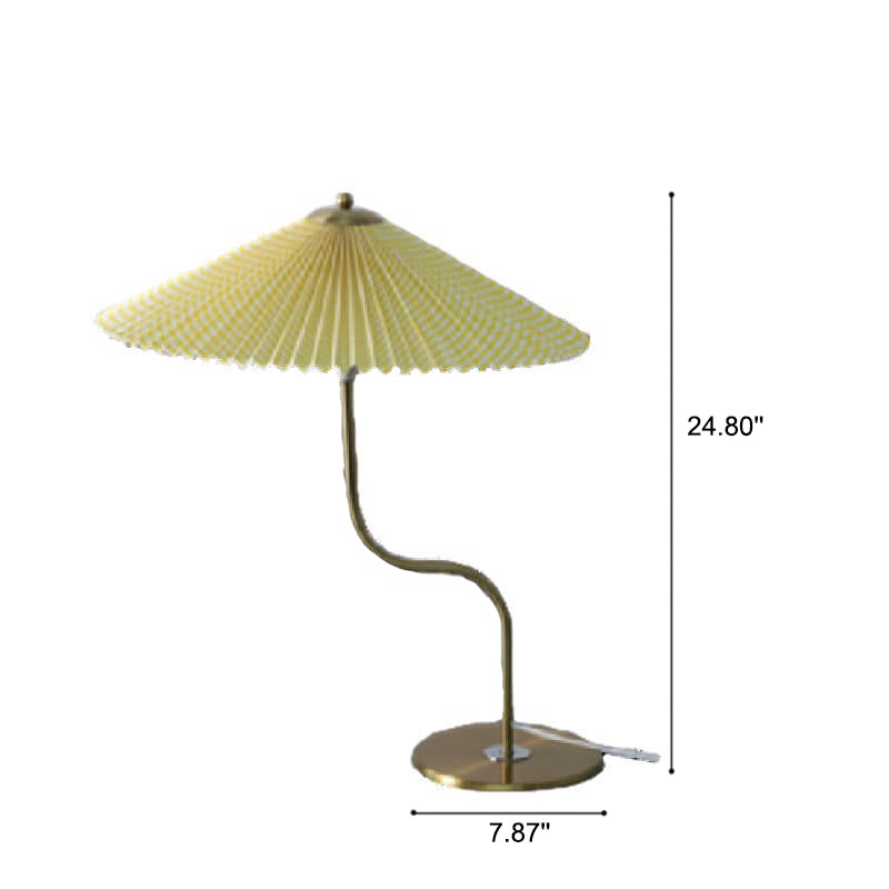 Vintage Pleated Fabric Table Lamp in Cream for Living Room Decor