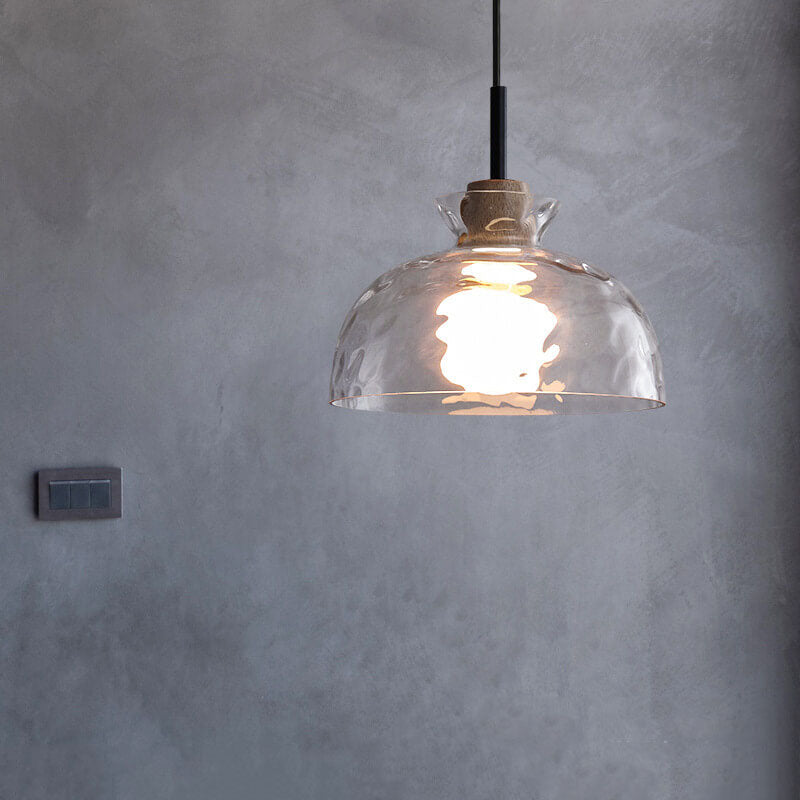 Scandinavian Clear Rippled Glass Pendant Light for Kitchen or Dining Room