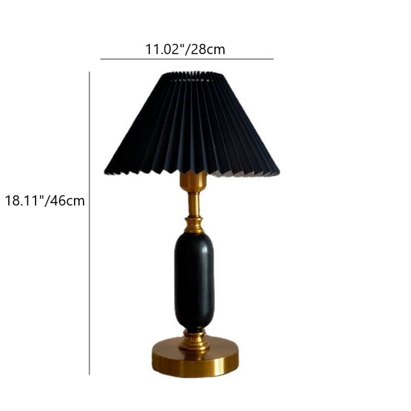 Classic French Fabric and PVC Pleated Table Lamp for Bedroom Décor
