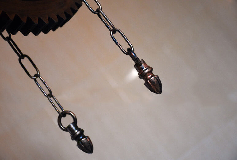 Rustic Vintage Industrial Iron Gear 2-Light Chandelier for Loft Spaces