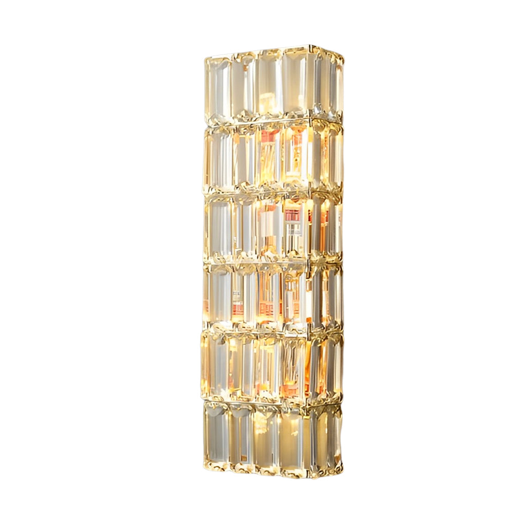 Modern Round Rectangular Crystal Wall Lamp with Three-Step Dimming for Living Room
