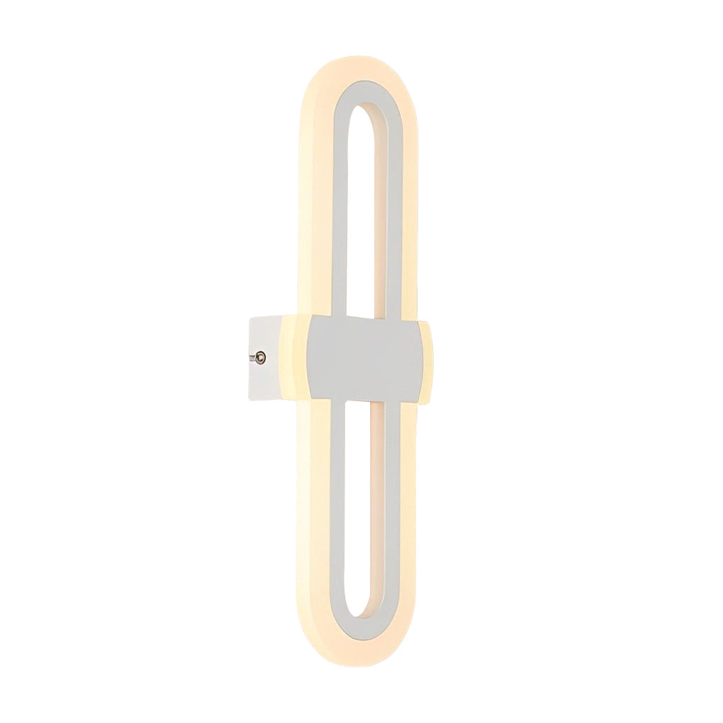 Modern White LED Rounded Rectangular Wall Sconce for Living Room