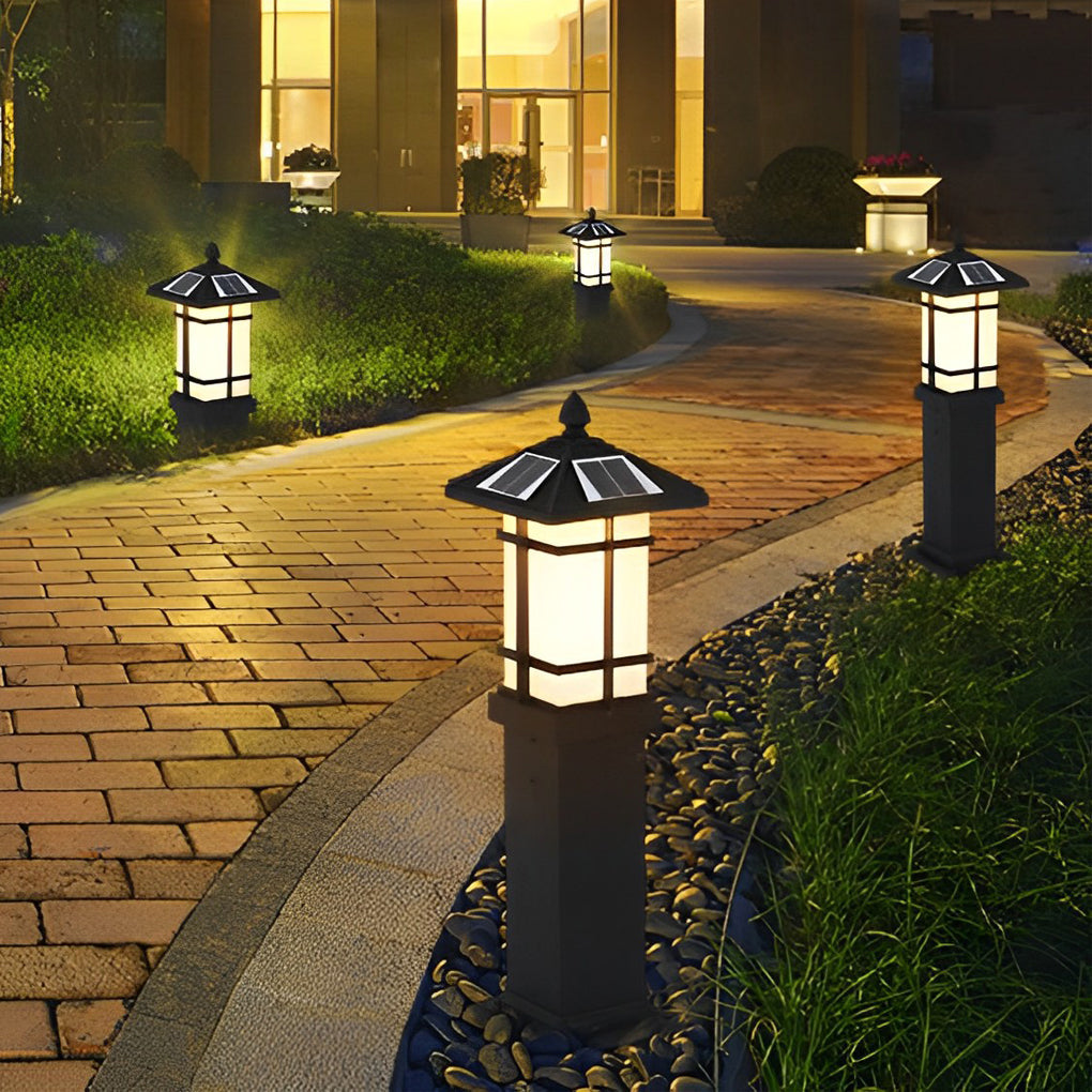 Vintage-Style Waterproof Solar LED Bollard Light for Outdoor Pathway