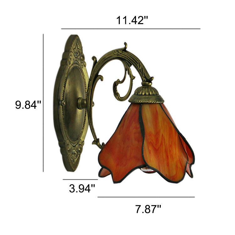 Antique Tiffany Style Stained Glass 1-Light Wall Sconce for Living Room