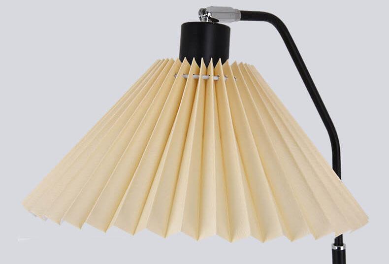 Elegant Minimalist Beige Fabric Pleated Shade Floor Lamp for Living Room
