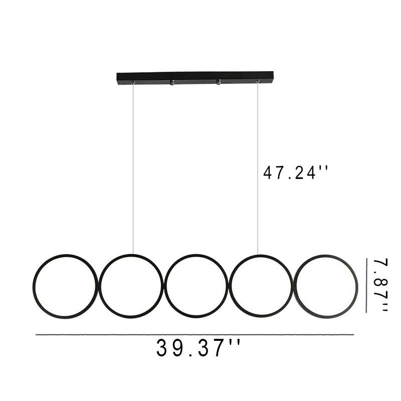Elegant Nordic Iron & Acrylic 5-Circle LED Chandelier for Modern Spaces