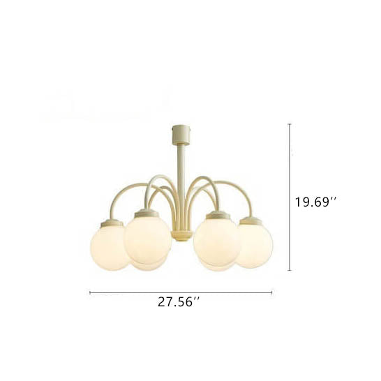 Retro Milky White Glass Orb Chandelier Fixture for Elegant Dining Spaces