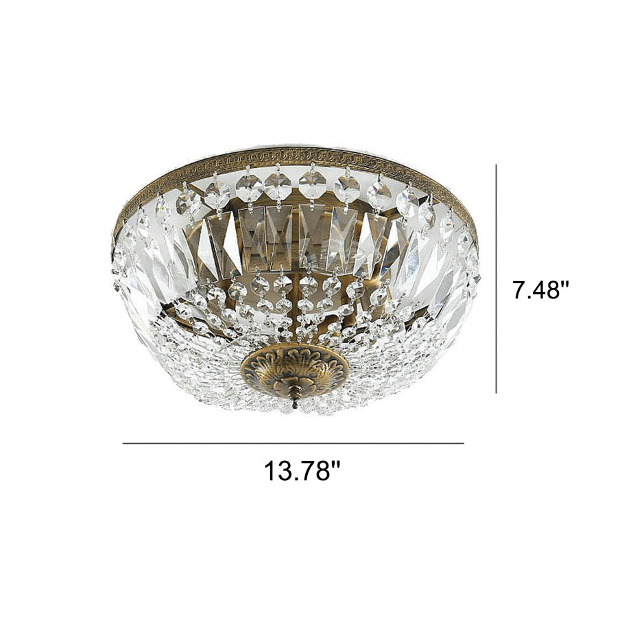 Antique Round Crystal Flush Mount Ceiling Light for Elegant Living Rooms