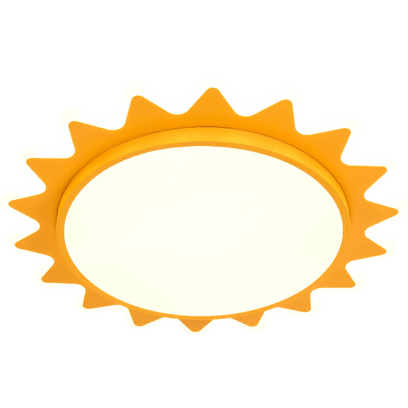 Playful Yellow Cartoon Sun LED Flush Mount Ceiling Light for Kids' Room