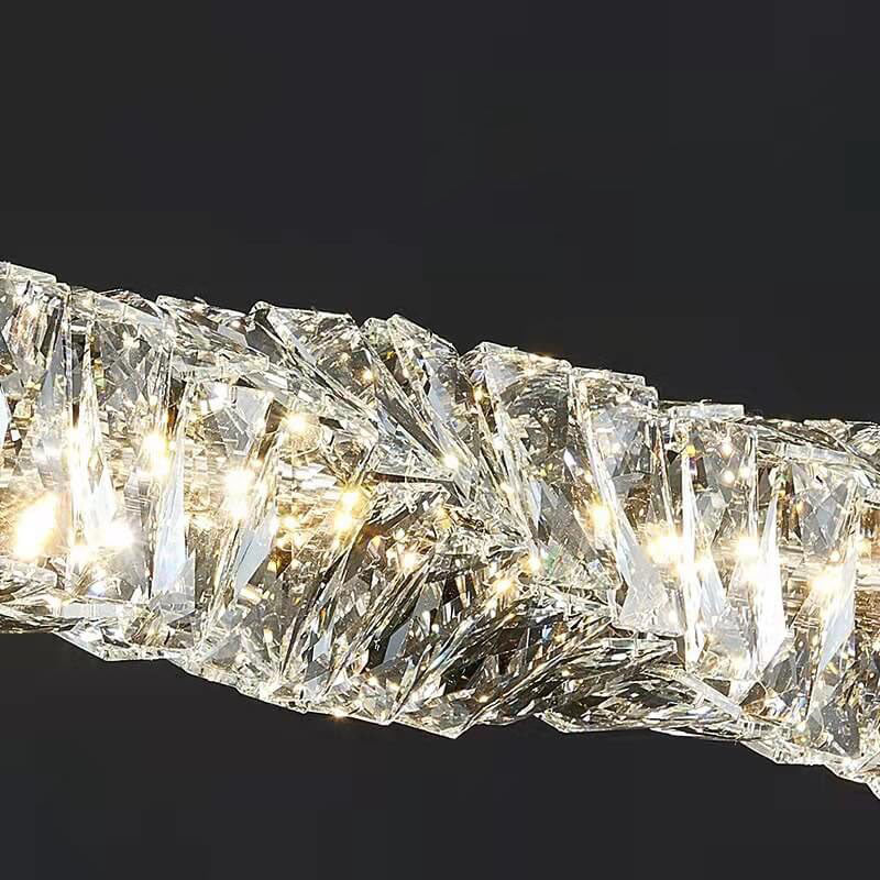 Sleek Silver Linear Crystal LED Chandelier Pendant for Dining Room Decor
