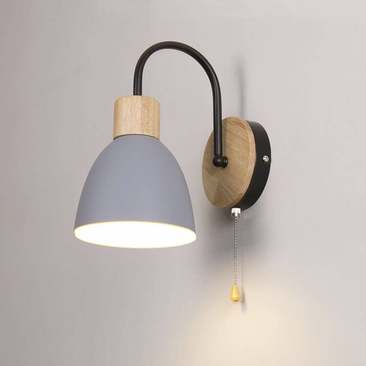 Elegant Nordic Style 1-Light Wall Sconce with Zipper Switch for Bedroom