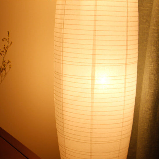 Scandi-Style White Rice Paper Column Floor Lamp for Living Room Decor