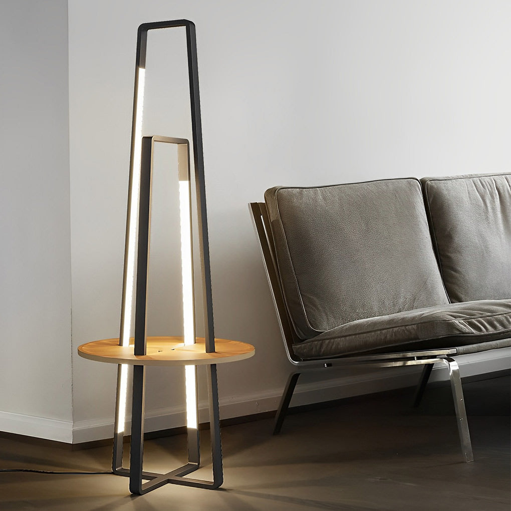 Stylish 63-Inch Black Metal LED Floor Lamp with Tray for Living Room