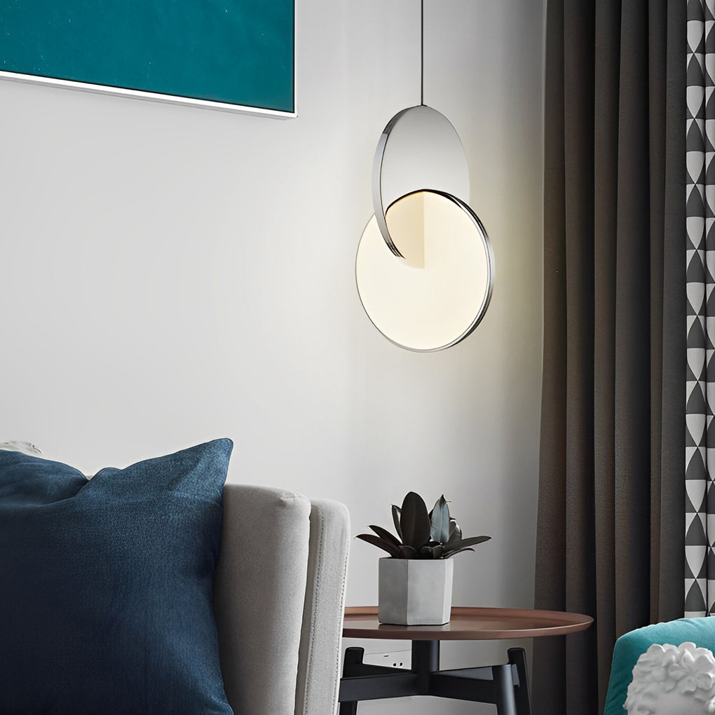 Post-Modern Round Stainless Steel LED Acrylic Pendant Light for Living Room