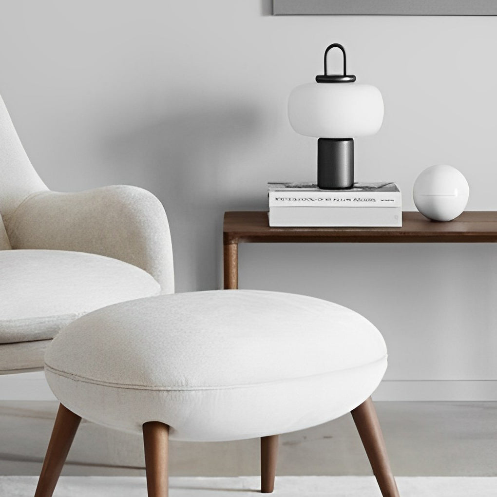 Modern White Milk Glass Orb LED Table Lamp for Living Room Decor