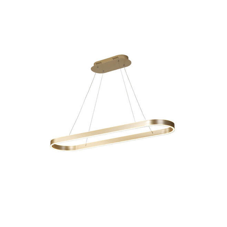 Sleek Oval Aluminum LED Chandelier - Modern Minimalist Fixture for Living Room