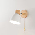 Modern Minimalist Solid Color Macaron Iron Wood Wall Sconce for Bedroom