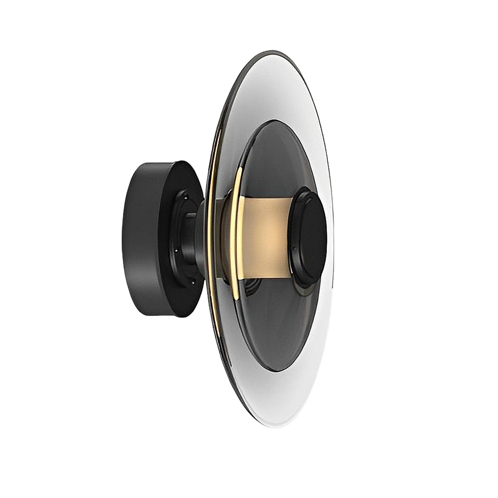 Nordic Style Double Layer Round Glass LED Wall Light in Electroplated Metal