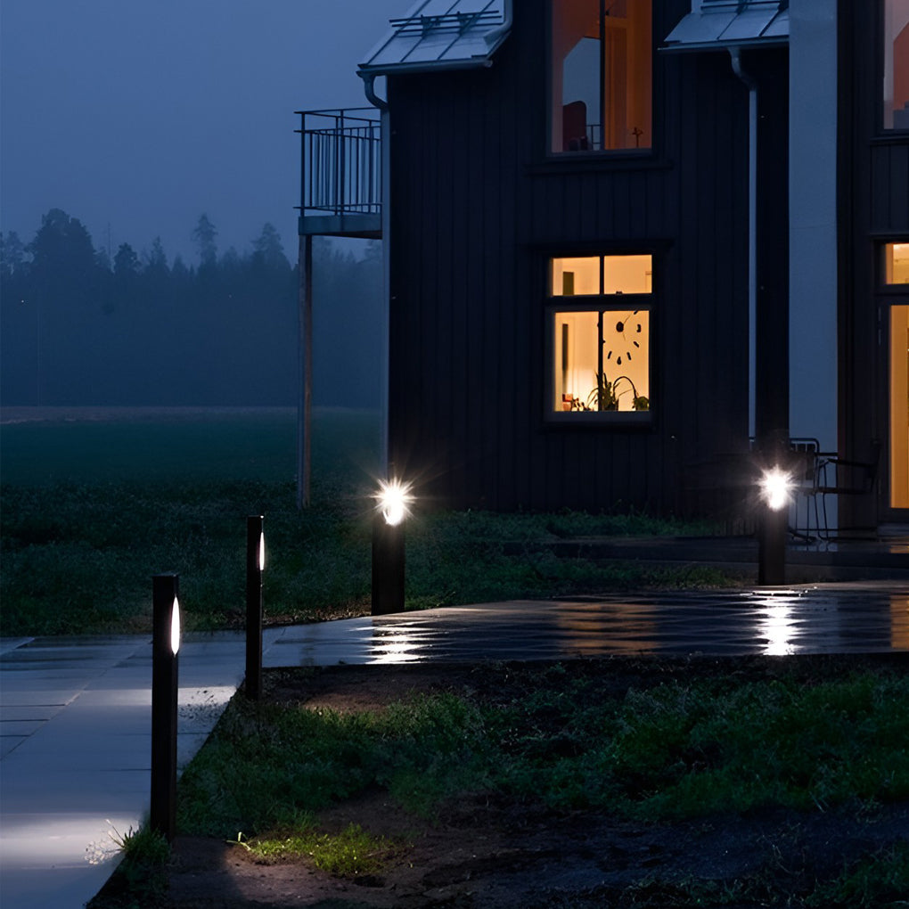 Stylish Black Modern Outdoor Bollard Pathway Lights with Round Hole Design