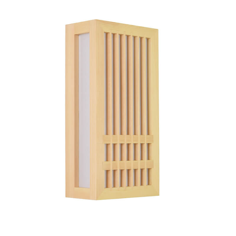 Contemporary White Wood and Acrylic Rectangular LED Wall Sconce for Living Room